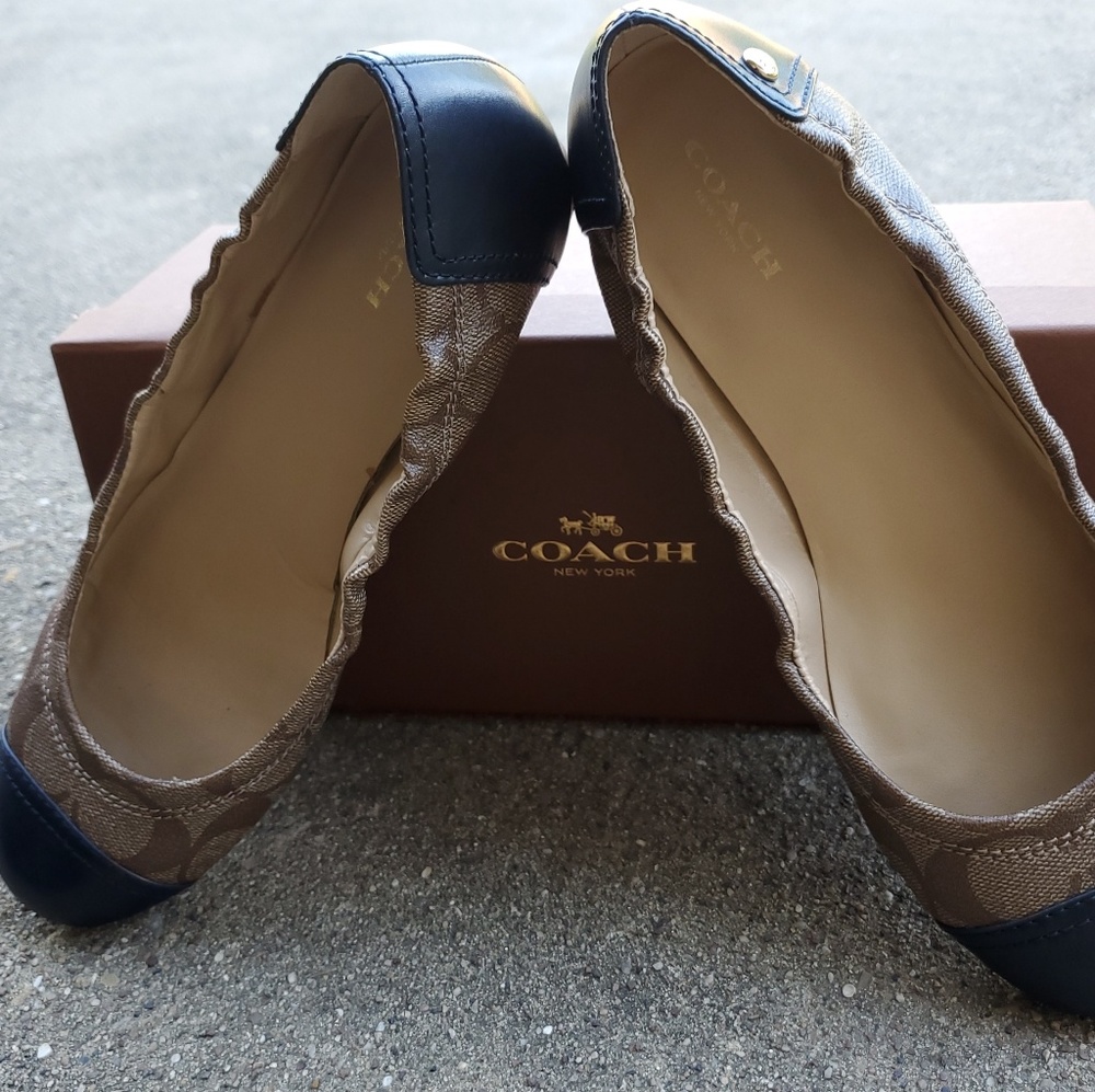 Coach Signature Print Coated Canvas Ballet Flats
